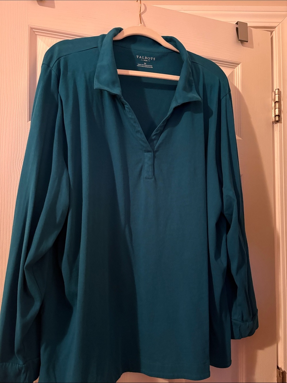 Talbots Teal Long-Sleeve Polo Shirt